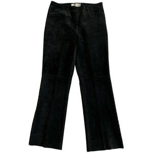 Sutton Studio Genuine Suede Leather Black Laser Cut Pants, Size 6